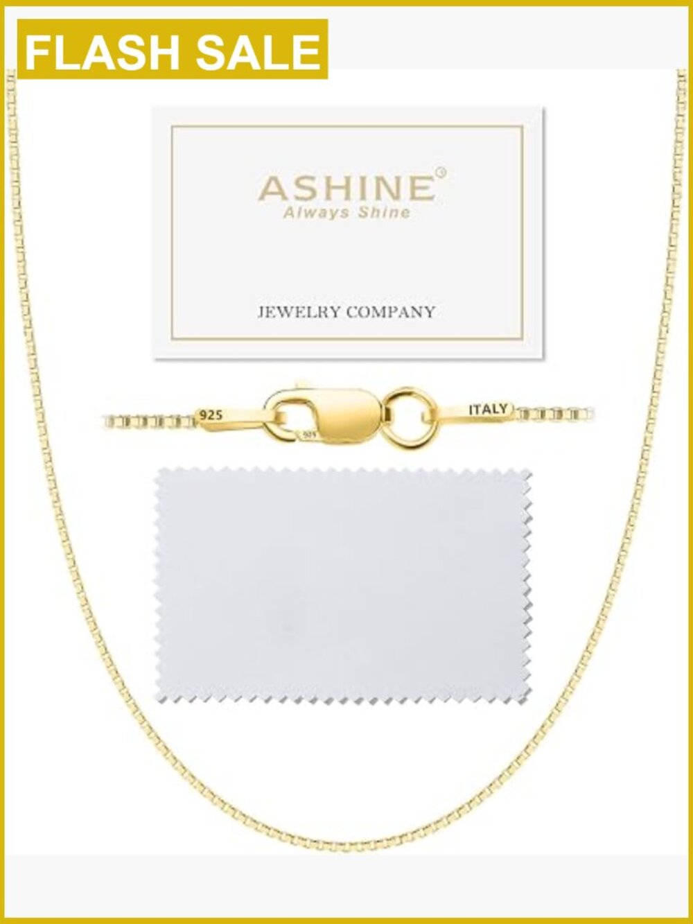 19 inch Gold Box Chain Necklace for Women - Dainty 1mm Thin Chain